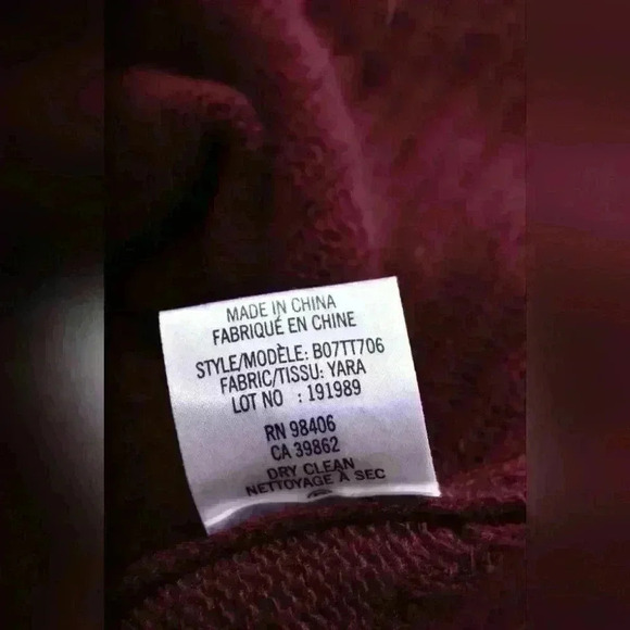 THEYSKENS THEORY Red Burgundy Wool Distressed Bell Sleeve 3/4 Length Dress - Picture 8 of 10